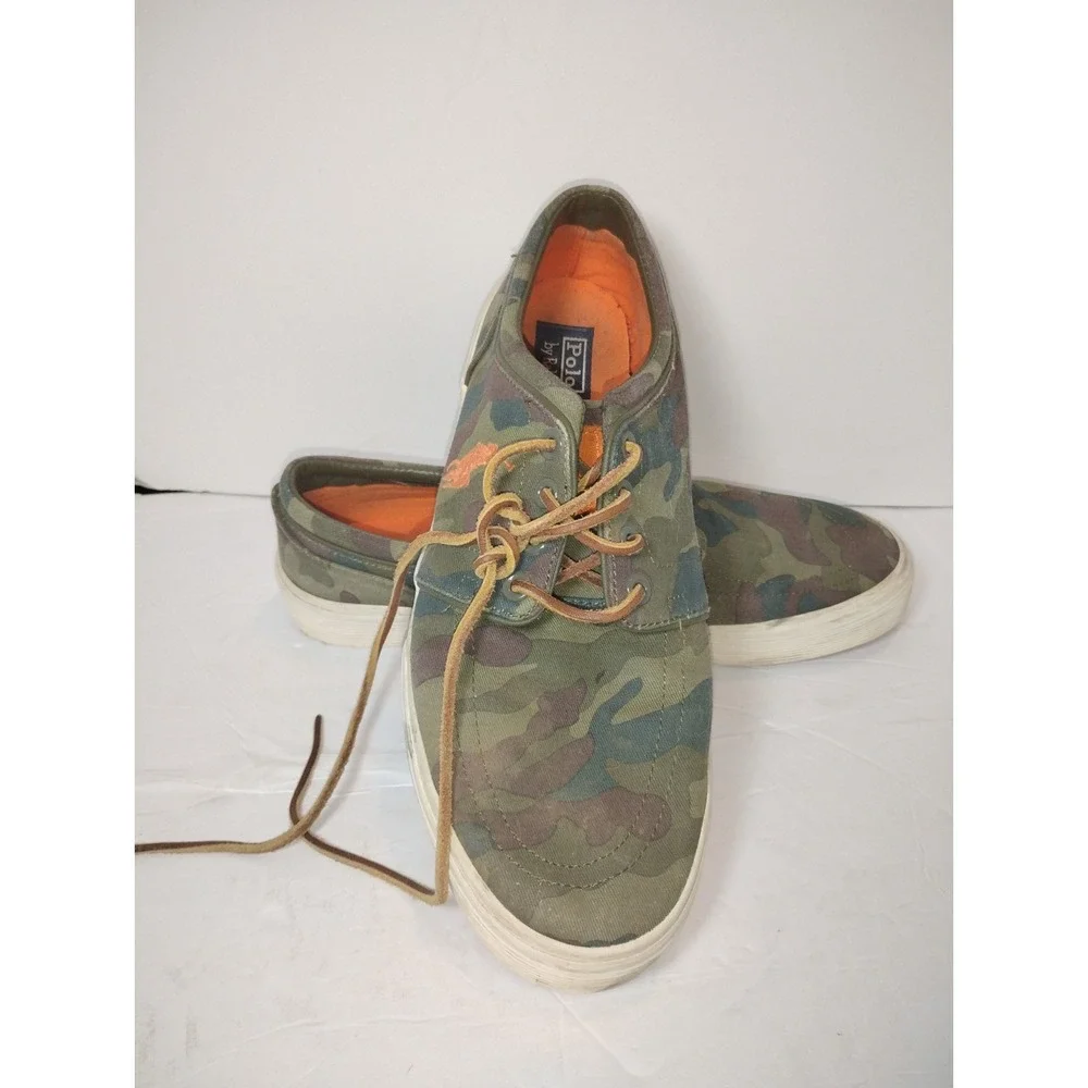 Polo Ralph Lauren Camo Shoes Camouflage Blaze Orange Lace Up 9.5